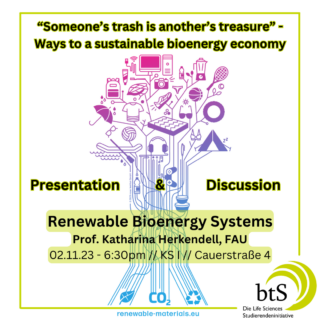 Towards entry "Sustainable bioenergy systems – Talk & Discussion organized by Life Sciences Student Initiativebei der Life Sciences Studierendeninitiative"