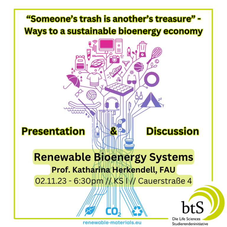 Sustainable bioenergy systems – Talk & Discussion organized by Life Sciences Student Initiativebei der Life Sciences Studierendeninitiative